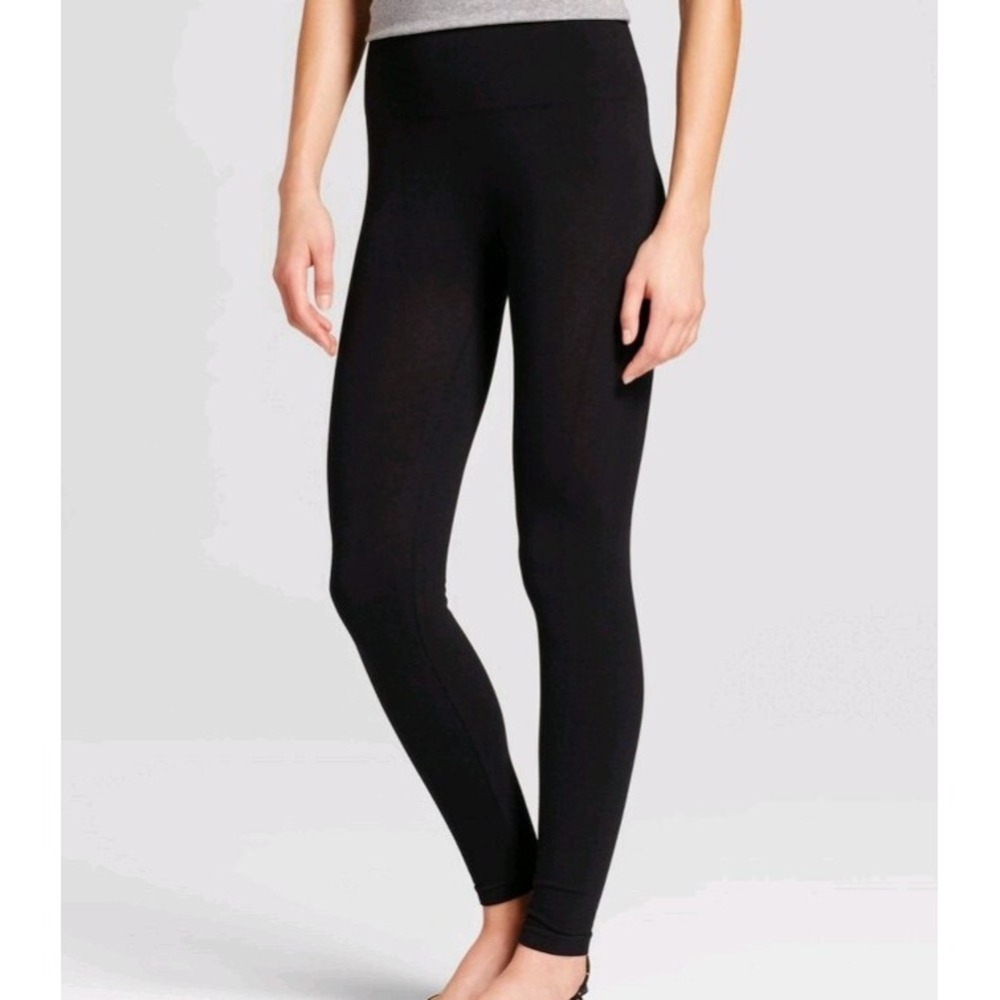 1X - Womens High Waisted Cotton Blend Seamless Leggings - A New Day - Black